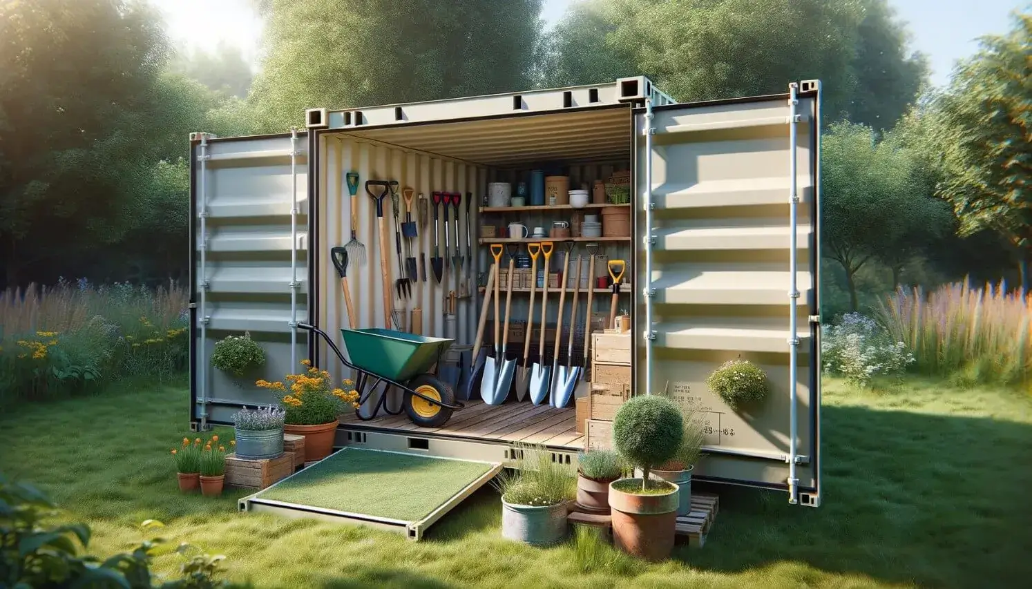 shipping containers on private land