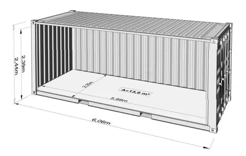 standard dimensions of a shipping container 