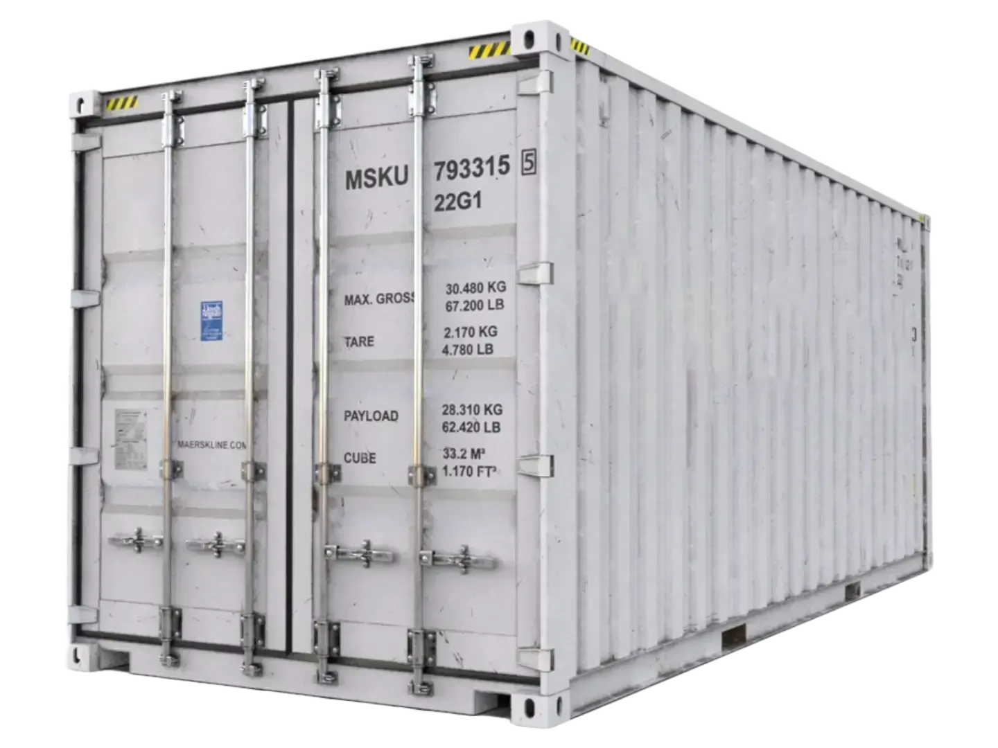 20ft standard shipping container corner view for sale